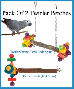 Parrot-Supplies Pack Of 2 Twirler Perch and Swing Parrot Toys